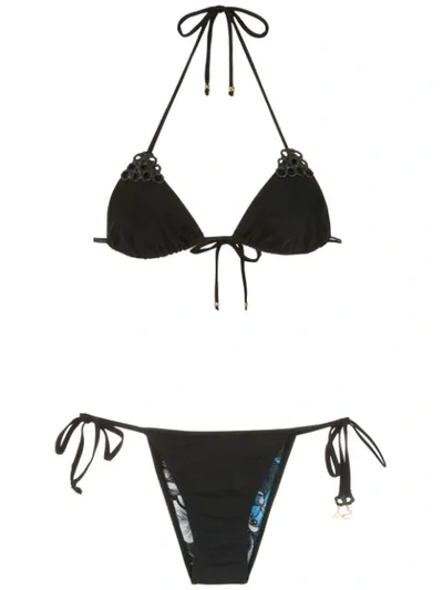 Amir Slama Embellished Triangle Top Bikini Set In Black