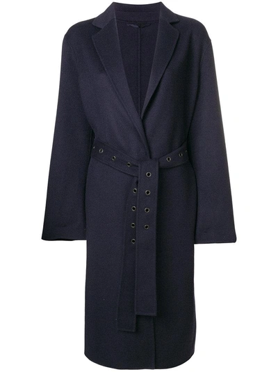 Luisa Cerano Belted Single Breasted Coat - Blue