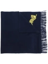 Kenzo Tiger Embroidered Scarf In Blue