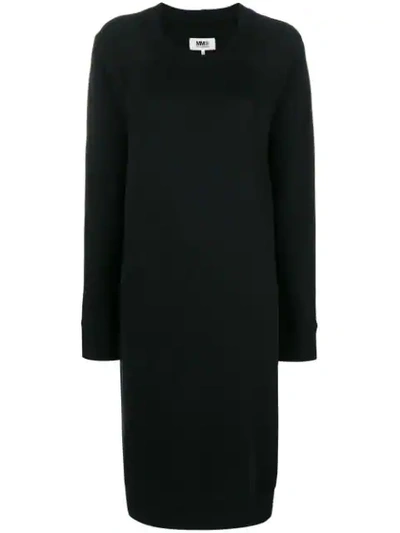Mm6 Maison Margiela Oversized Sweatshirt Dress - Black