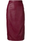 Stella Mccartney Faux Leather Pencil Skirt In Red