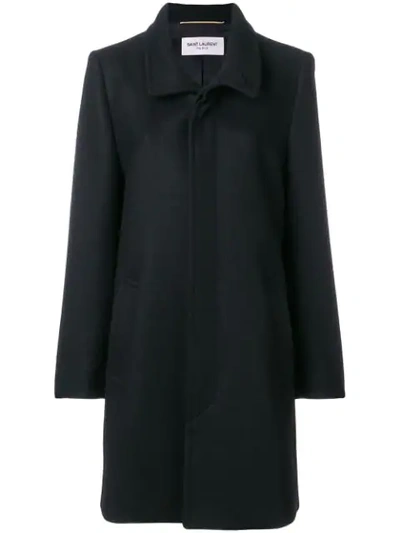Saint Laurent Stand Up Collar Coat - Black