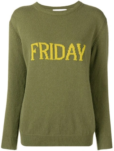 Alberta Ferretti Friday Oversized Intarsia Wool And Cashmere-blend Jumper In Green