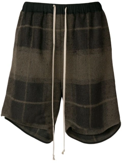Rick Owens Drawstring Checked Shorts In Dust