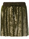 Alberta Ferretti Sequins Embellished Short Skirt In Verde