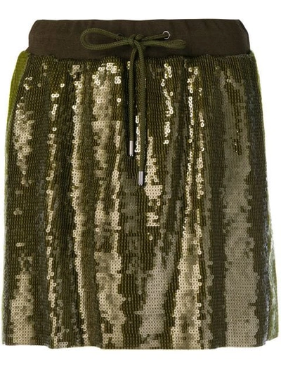 Alberta Ferretti Sequins Embellished Short Skirt In Verde