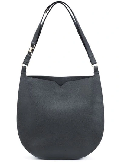 Valextra Weekend Leather Shoulder Bag In Black