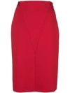 Givenchy V Front Pencil Skirt In Red