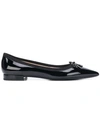 Prada Leather Pointed Ballet Flats In Black