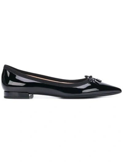 Prada Leather Pointed Ballet Flats In Black | ModeSens