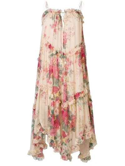 Zimmermann Floral Midi Dress In Neutrals