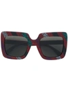 Gucci Eyewear Glitter Stripe Square-frame Sunglasses - Red