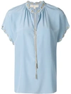 Michael Michael Kors Short Sleeved Blouse In Blue