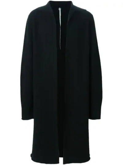 Label Under Construction Open Front Overcoat In Black