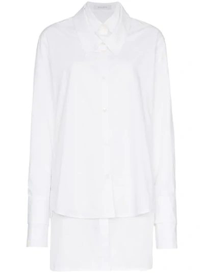 Delada Double Oversized Cotton Long Sleeve Shirt In White