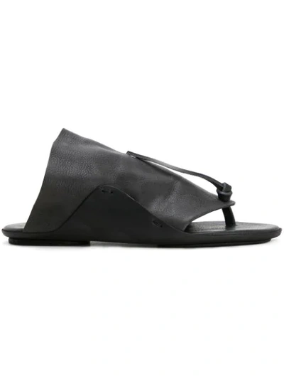 Uma Wang Slip-on Leather Sandals In Black