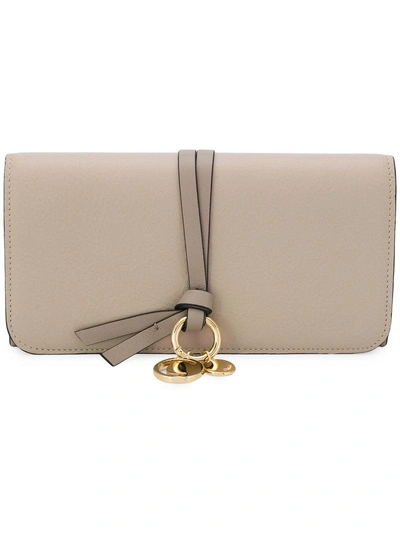 Chloé Leather Alphabet Long Wallet In Nude & Neutrals
