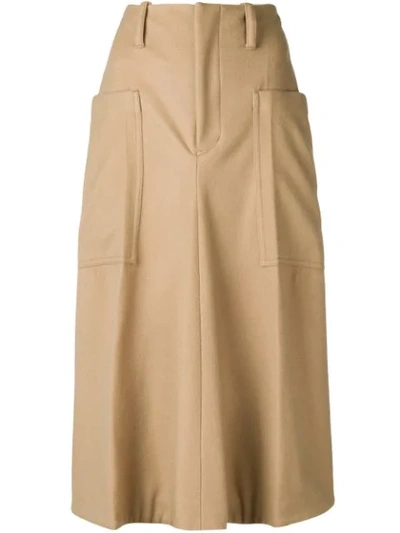 Y's Flared Midi Skirt In Brown