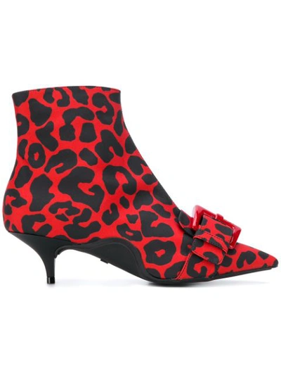 N°21 Leopard-print Ankle Boots In Red