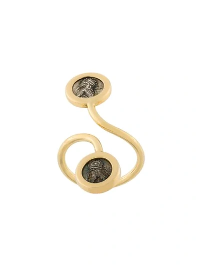 Dubini Kings Of Persis Double Coin 18kt Gold Ring In Metallic