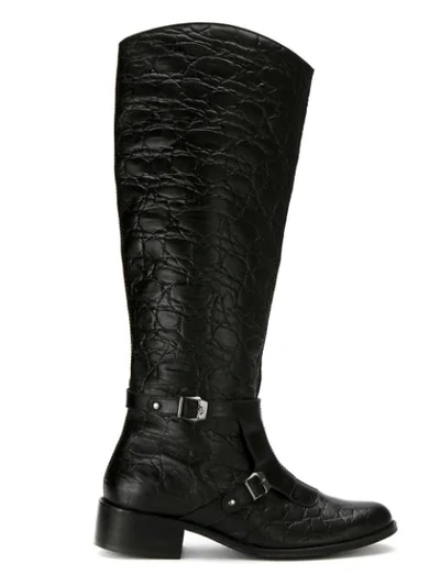 Mara Mac Textured Leather Boots In Black