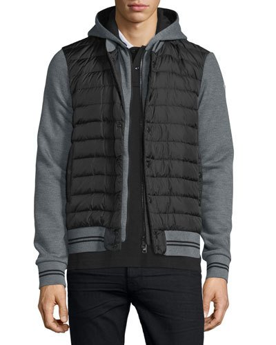 Moncler Puffer-front Knit Hoodie, Gray In Grey | ModeSens