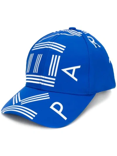 Kenzo Logo Nylon Baseball Cap In Blue