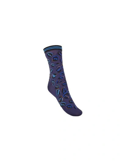 Fendi Ff Splash Printed Socks In Blue