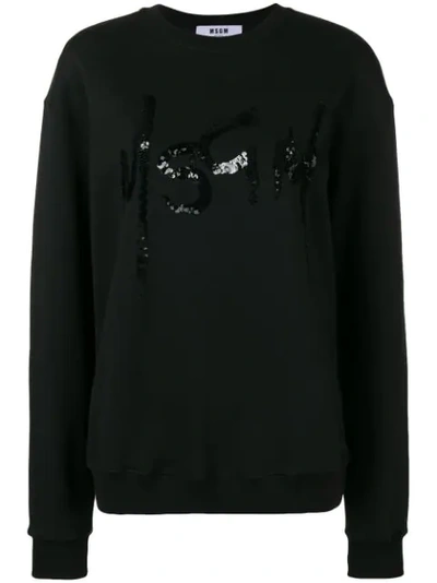 Msgm Sequins Embellished Sweatshirt In Black