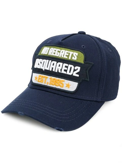 Dsquared2 No Regrets Blue Cotton Baseball Cap