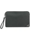 Prada Corner Logo Clutch Bag In Black