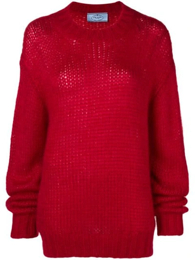 Prada Chunky Knit Sweater In Red