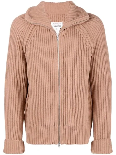 Maison Margiela Zipped Longsleeved Sweater In Brown