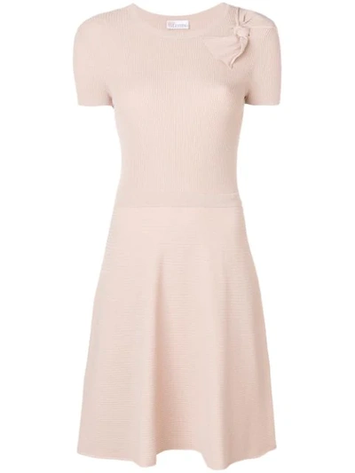 Red Valentino Ribbed Knit A-line Dress - Neutrals