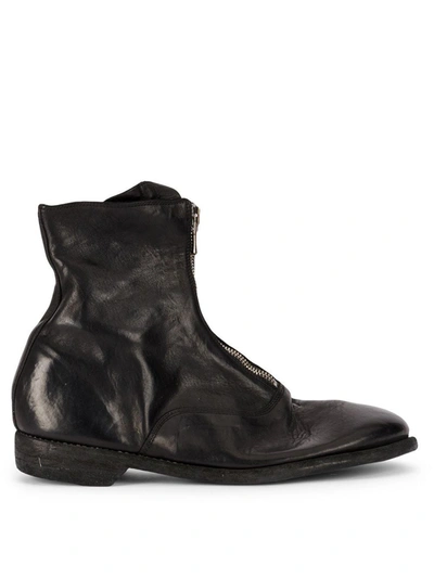 Guidi Front Zip Ankle Boots In Black