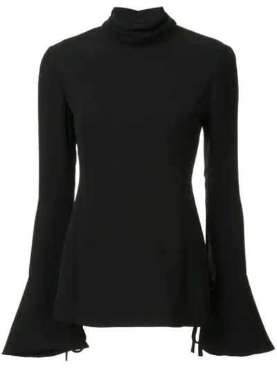 Carolina Herrera Open-back Fluted Blouse - Black