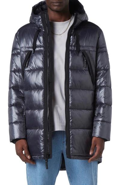 Andrew Marc Barreto Long Puffer Coat In Asphalt