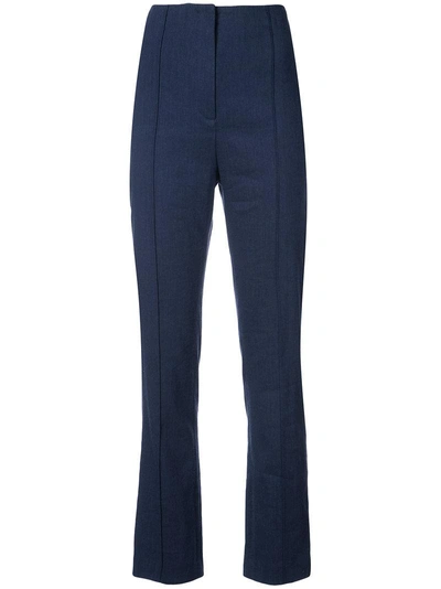 Diane Von Furstenberg High Waisted Tailored Trousers In Blue