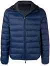 Emporio Armani Front Zip Padded Jacket In Blue