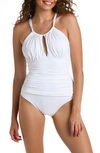 La Blanca Island Goddess High Neck One-piece Swimsuit In White