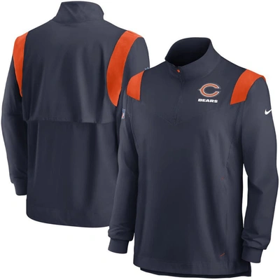 Nike Navy Chicago Bears Sideline Coach Chevron Lockup Quarter-zip Long Sleeve Top