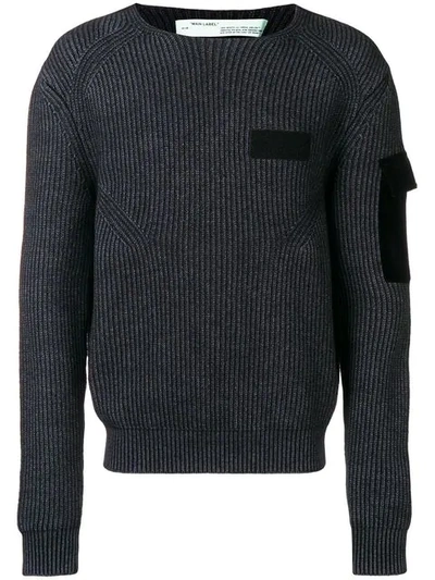 Off-white Two-tone Ribbed Jumper In Black