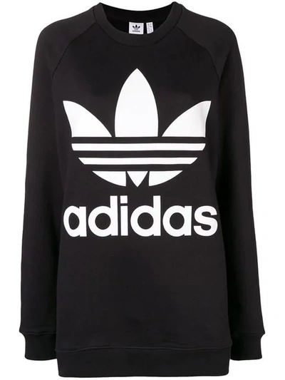 Adidas Originals Trefoil Oversized Sweatshirt In Black