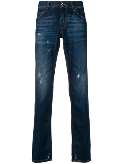 Dolce & Gabbana Faded Distressed Jeans In S9001