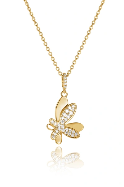 Classicharms Women's Gold Pavé Diamond Butterfly Pendant Necklace