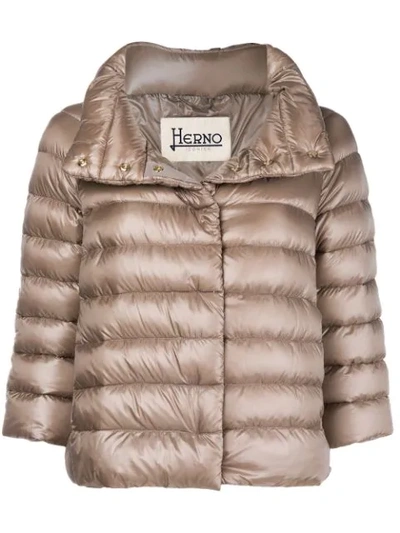 Herno Zipped Padded Jacket In Neutrals