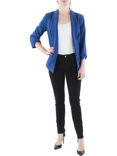Dkny Petites Womens Business Career Open-front Blazer In Blue