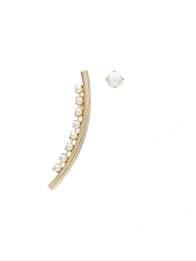 Anton Heunis Gold Plated Brass Stud And Pearl Tube Earring - Metallic