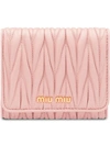 Miu Miu Matelassé Flap Wallet In Pink