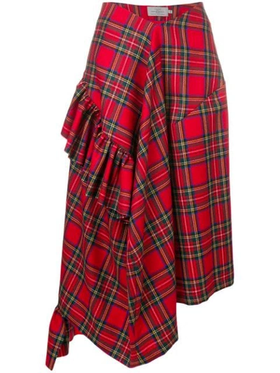 Preen By Thornton Bregazzi Morgan Tartan Asymmetric Skirt In Multicolour